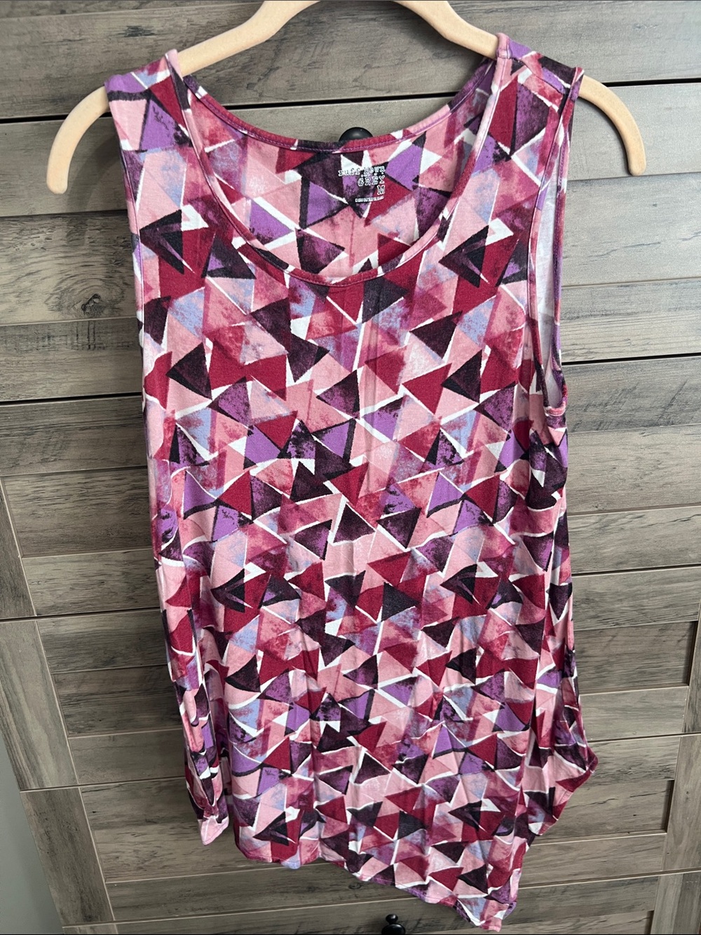 Women’s Sleeveless Geometric Tank Top - Pink - Medium